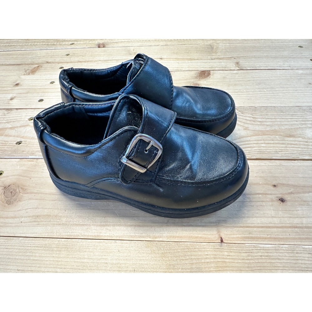 Josmo Black Leather Buckle Strap Loafers Dress Shoes Kid's Size 8